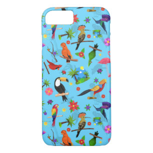 Funda Para iPhone 8/7 Patrón Turco De Aves Sin Mar Y Flamingo Y Arara