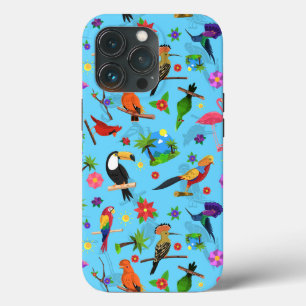 Funda Para iPhone 13 Pro Patrón Turco De Aves Sin Mar Y Flamingo Y Arara