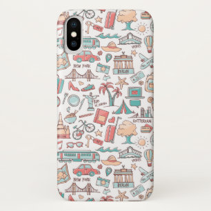 Funda Para iPhone X Patrón turístico Pastel