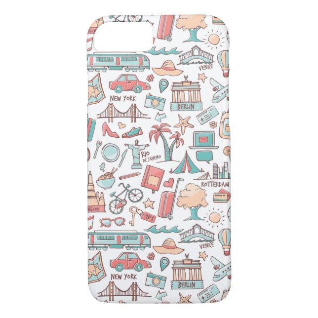 Funda De Case-Mate Para iPhone Patrón turístico Pastel (Reverso)
