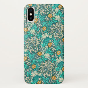 Funda Para iPhone X Patrón turquesa de algas marinas de William Morris