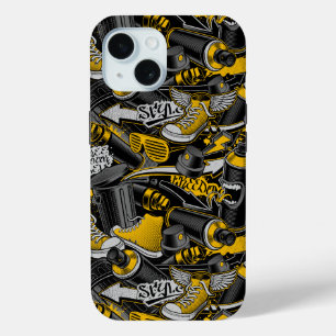 Funda Para iPhone 15 Patrón urbano del graffiti retro