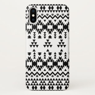 Funda Para iPhone X Patrón vectorial geométrico azteca blanco y negro
