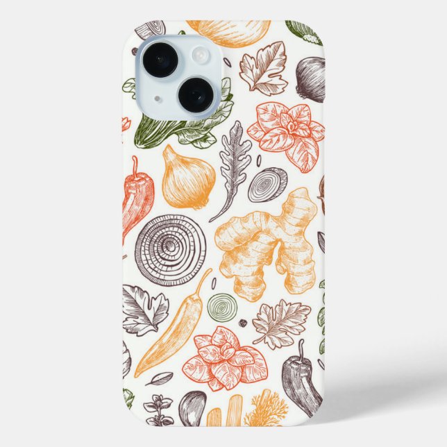Funda De Case-Mate Para iPhone Patrón vegetal de los jardines de cocina (Reverso )