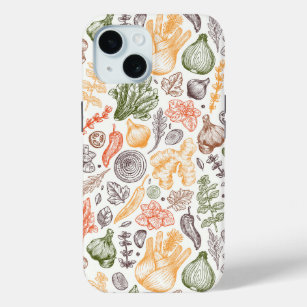 Funda Para iPhone 15 Patrón vegetal de los jardines de cocina