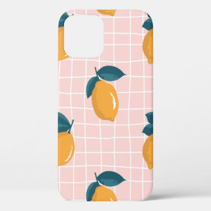 Funda Para iPhone 12 Patrón veraniego inmaculado con limones en ret