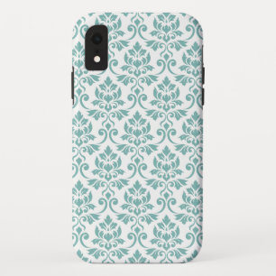 Funda Para iPhone XR Patrón Verde azulado de Feuille Damask
