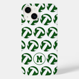 Funda Para iPhone 14 De Case-Mate patrón verde de voleibol blanco con su monograma