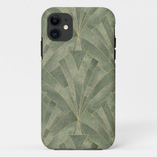 Funda Para iPhone 11 Patrón verde esmeralda y oro Art Deco