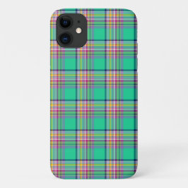 Funda Para iPhone 11 Patrón verde y rosado trenzado verde marino