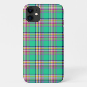 Funda Para iPhone 11 Patrón verde y rosado trenzado verde marino