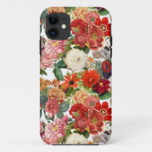 Funda Para iPhone 11 Patrón vintage de flores de jardín