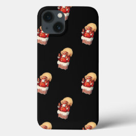 Funda Para iPhone 13 Patrón vintage de Navidad, Jolly Santa Claus