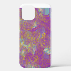 Funda Para iPhone 12 Patrón violeta de la mariposa de oro de la moda