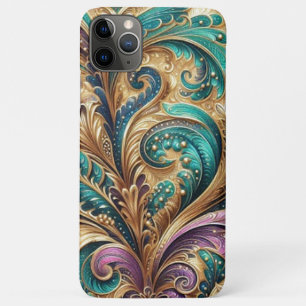 Funda Para iPhone 11 Pro Max Patrón violeta morado Verde azulado azul verde oro