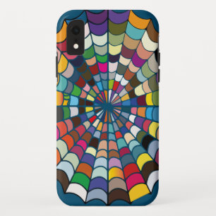 Funda Para iPhone XR Patrón web de arañas de varios colores distorsio