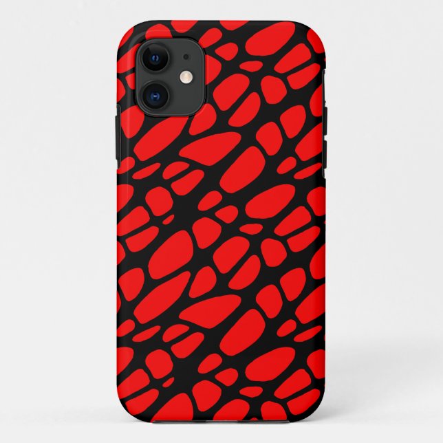 Funda De Case-Mate Para iPhone Patrón web orgánico gótico rojo y negro (Reverso)