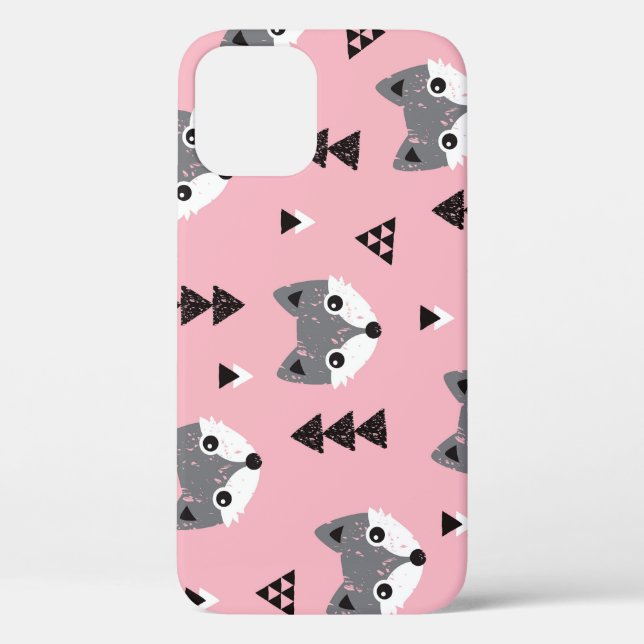 Funda De Case-Mate Para iPhone Patrón Woodland de Fox de bebé geométrico (Reverso )