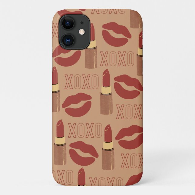 Funda De Case-Mate Para iPhone Patrón XOXO y Lipsticks (Reverso)