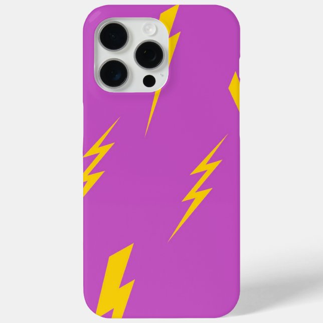 Funda De Case-Mate Para iPhone Patrón Y2K de fondo morado relámpago (Reverso )