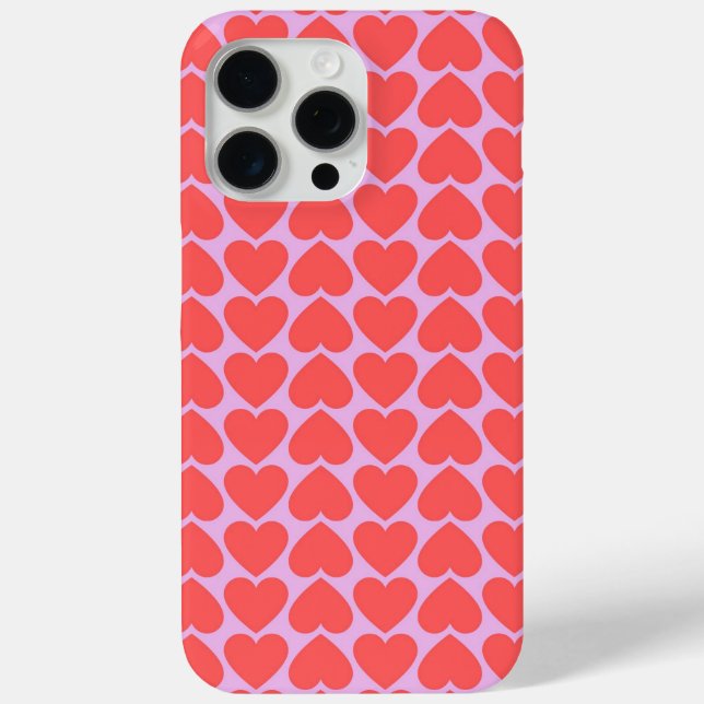 Funda De Case-Mate Para iPhone Patrón Y2K de Red Heart Grid Rosa (Reverso )
