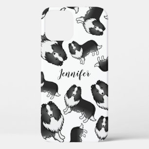 Funda Para iPhone 12 Patrón y nombre de perro Sheltie de dibujos animad