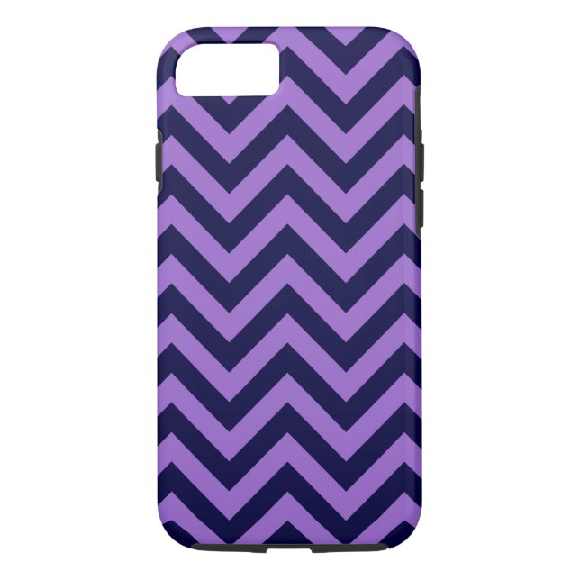 Funda De Case-Mate Para iPhone Patrón ZigZag de Ametista, azul de la marina (Reverso)