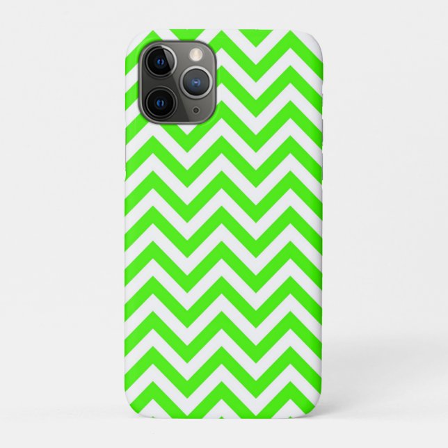 Funda De Case-Mate Para iPhone Patrón ZigZag de Chevron grande y verde limón (Reverso)