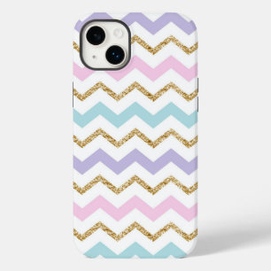 Funda Para iPhone 14 Plus De Case-Mate Patrón Zigzag de Purpurina de oro Pastel