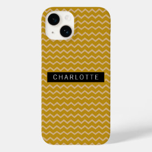 Funda Para iPhone 14 De Case-Mate Patrón Zigzag Mustard Gold Personalizado