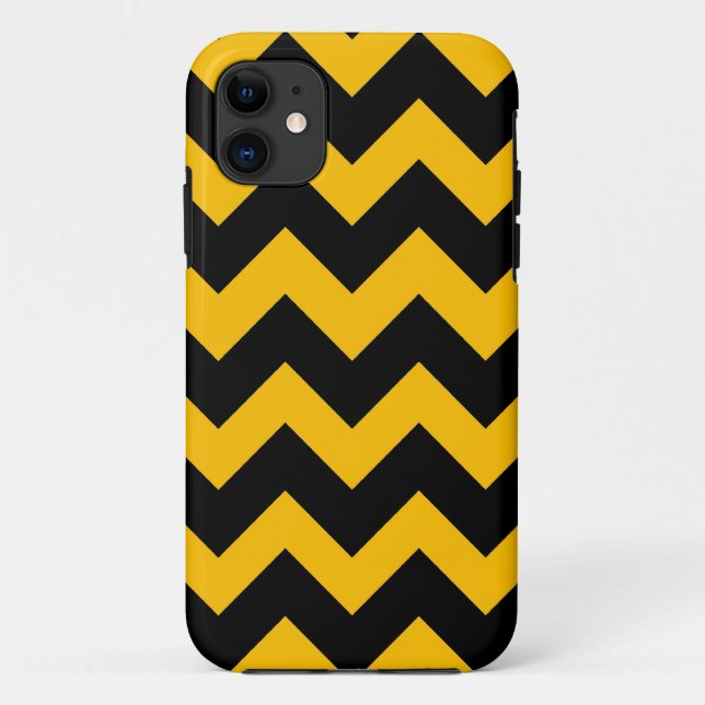 Funda De Case-Mate Para iPhone Patrón Zigzap de cheurón negro y amarillo (Reverso)