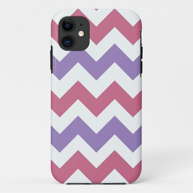 Funda De Case-Mate Para iPhone Patrón Zigzap de cheurón rosa morado (Reverso)