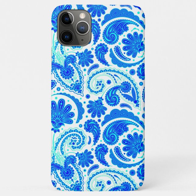 Funda De Case-Mate Para iPhone Patrones de cachemira azules acuáticos lindos (Reverso)