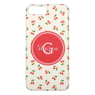 Funda Para iPhone 8 Plus/7 Plus Patrones de cereza roja retro femeninos con monogr