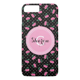 Funda Para iPhone 8 Plus/7 Plus Patrones de cereza rosa negro retro femeninos con 