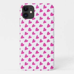 Funda Para iPhone 11 Patrones de corazones rojos blancos lindos