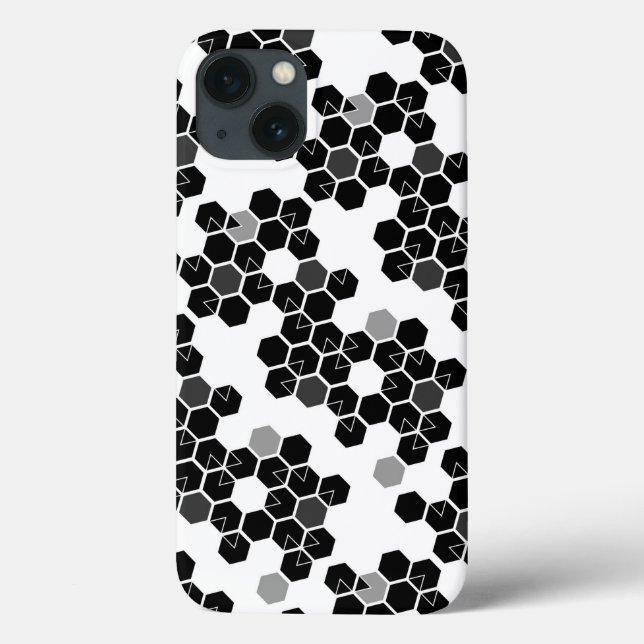 Funda De Case-Mate Para iPhone Patrones de datos de hex blanco y negro (Reverso)