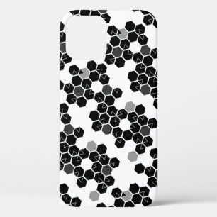 Funda Para iPhone 12 Patrones de datos de hex blanco y negro