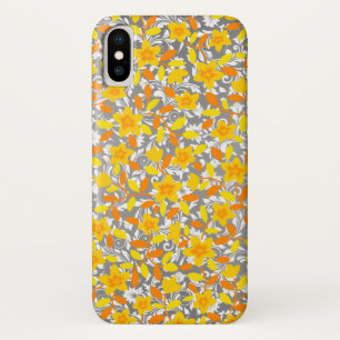 Funda Para iPhone X Patrones de flores blancas amarillas naranjas cort