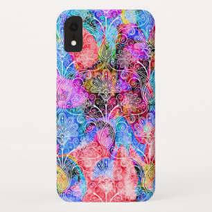 Funda Para iPhone XR Patrones de flores blancas coloridas lindas