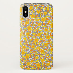 Funda Para iPhone X Patrones de flores naranjas amarillas blancas lind