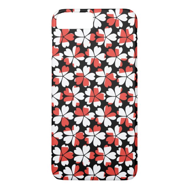 Funda De Case-Mate Para iPhone Patrones de flores rojas blancas lindas (Reverso)