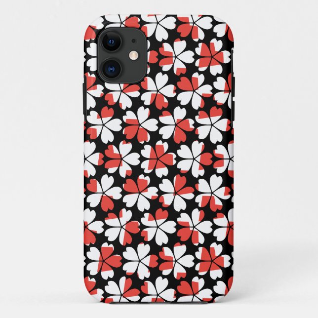 Funda De Case-Mate Para iPhone Patrones de flores rojas blancas lindas (Reverso)