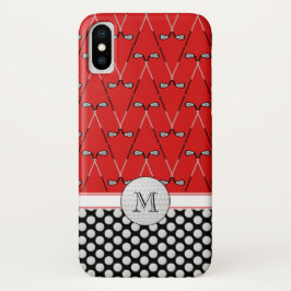 Funda Para iPhone 14 De Case-Mate Patrones de golf de monograma rojo negro