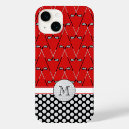 Funda Para iPhone 14 De Case-Mate Patrones de golf de monograma rojo negro