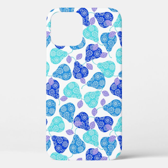 Funda De Case-Mate Para iPhone Patrones de peras acuáticas azules (Reverso )