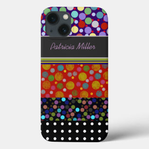 Funda Para iPhone 13 patrones de puntos de polka personalizados