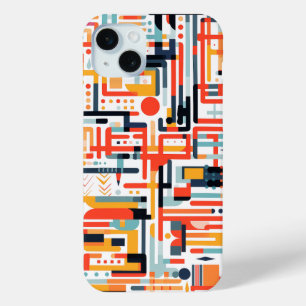 Funda Para iPhone 15 Mini Patrones de puntos y varillas en blanco
