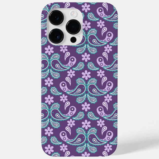 FUNDA DE Case-Mate PARA iPhone PATRONES DE PURPLE Y AQUA PAISLEY (Reverso)