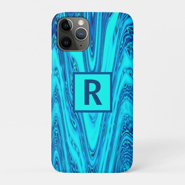 Funda De Case-Mate Para iPhone Patrones de resumen de oleada Monograma Iniciales  (Reverso)